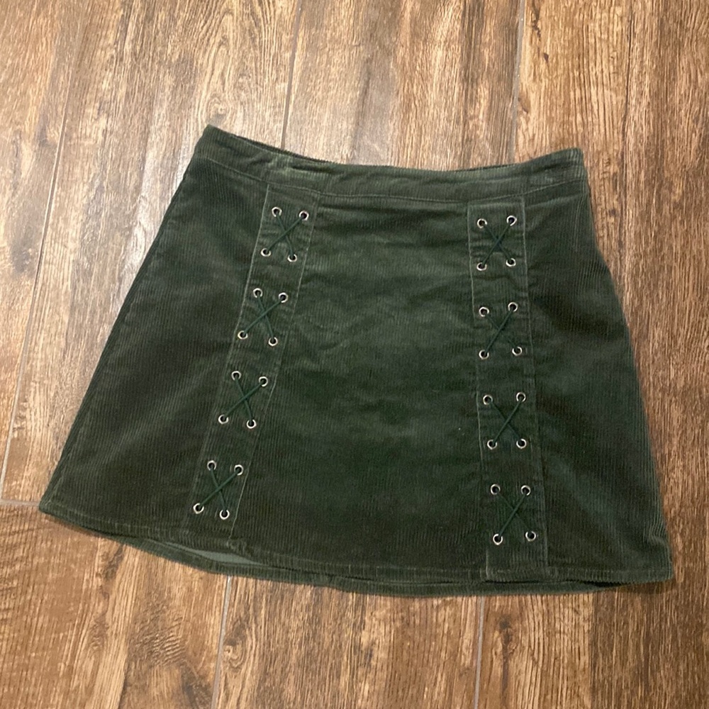 Newbury Kustom Corduroy Green Skirt High Wasted